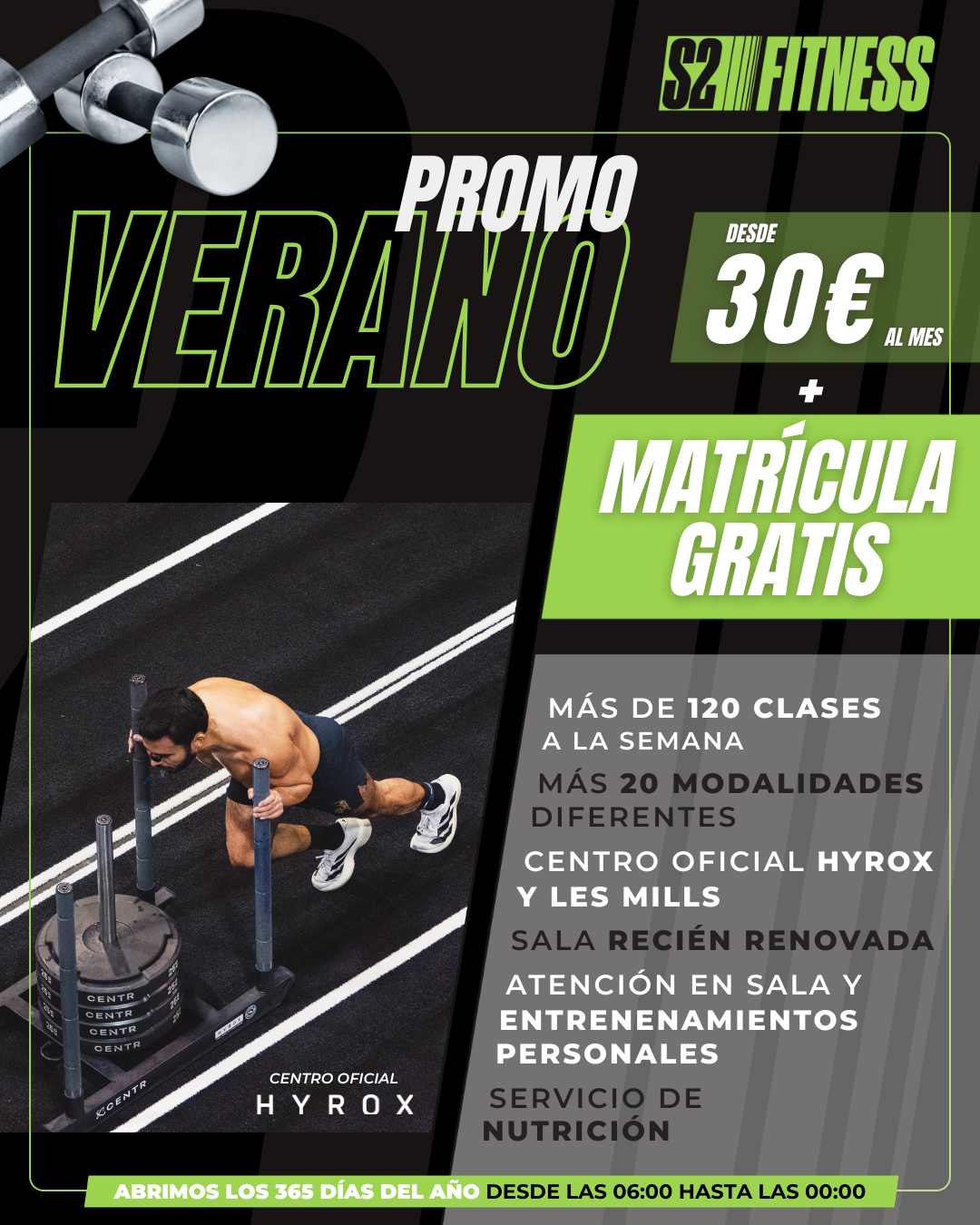 Promoción verano por 30€ al mes + matricula gratis.